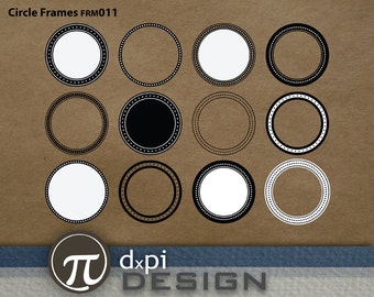 Digital Circle Frames - Customizable Round Clip Art Labels and Frames with Dotted Borders - Instant Download (FRM011)