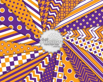 Purple & Gold Digital Paper and Printable Background Patterns for Digital Scrapbooking, Collage, Card Making -  Instant Download (DP372D)