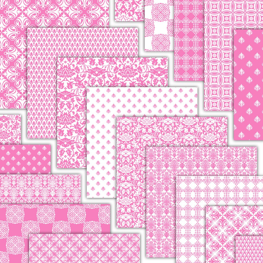 Pink Damask Digital Paper & Printable Background Designs - Etsy