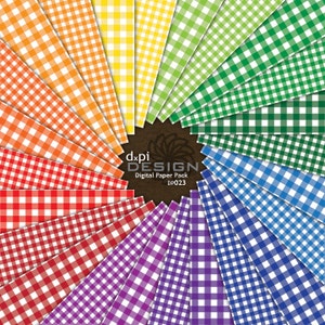 Papel digital para álbum de recortes de cuadros vichy y fondos clásicos de cuadros escoceses en colores primarios - Descarga instantánea (DP023)