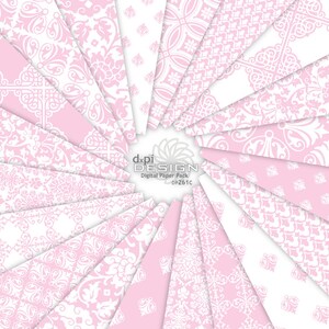 Light Pink Damask - Digital Paper and Printable Backgrounds - Soft Pastel Pink Damask Digital Paper - Instant Download (DP261C)