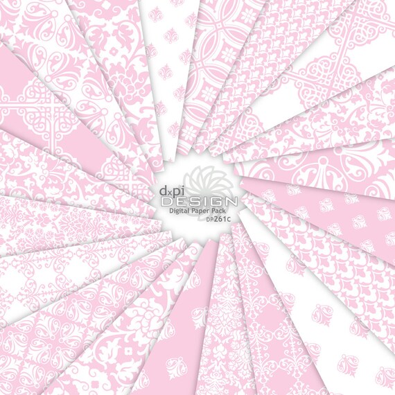 Baby Pink Damask Digital Paper And Printable Backgrounds Etsy