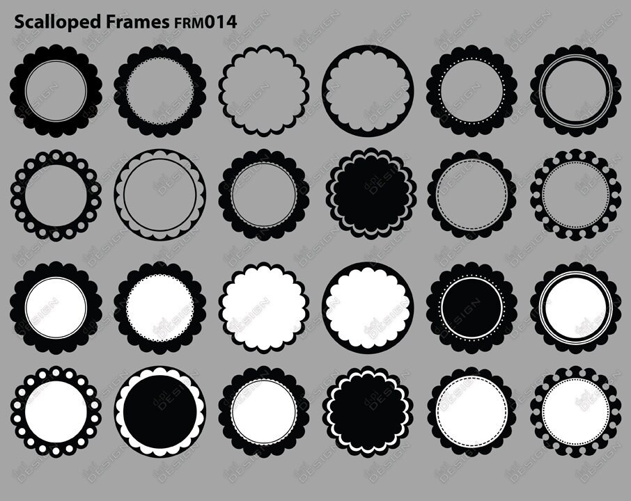Digital Scalloped Frames Printable Clip Art Labels Tags - Etsy