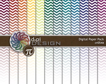 Jeweltone Ombre Chevron Digitales Papier & druckbare Hintergrundbilder - Chevron-Verlaufsmuster für Scrapbooking - Instant Download (DP054B)