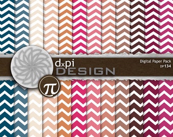 Digital Chevron Scrapbook Paper - Digital Images in Pink, Cream, Blue & Beige for Scrapbook, Photography and Collage Backgrounds (DP134)