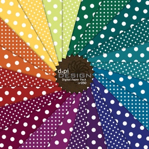 Jewel Tone Polka Dots - Digital Paper & Background Images in Bold Colors - Printable Polka Dot Scrapbook Paper - Instant Download (DP050)