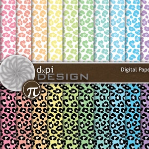 Animal Print Digital Paper - Pastel Leopard Print Images - Digital Scrapbook Backgrounds in Bright Pastel Colors - Instant Download (DP238L)