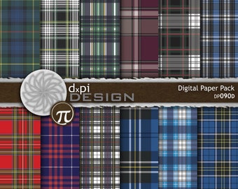 School Plaid Digital Paper - Traditional Tartan Patterns and School Uniform Plaids as Digital Backgrounds - Instant Download (DP090D)