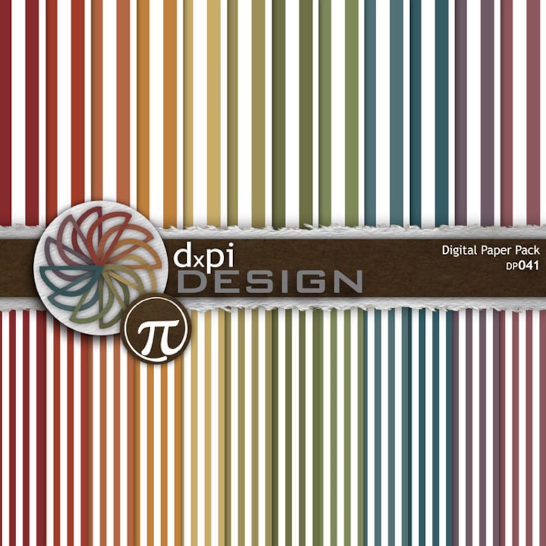 Earth Tone Stripes Instant Download Digital Paper /& Printable Background Images DP041 Digital Striped Scrapbook Paper in Fall Colors
