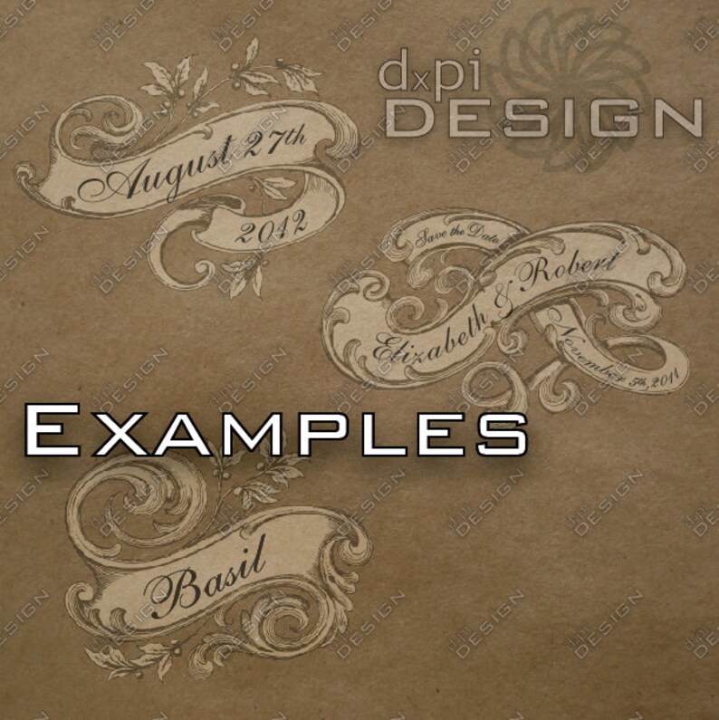 VINTAGE SCROLLS Digital Scroll Designs for Formal Labels, Layouts