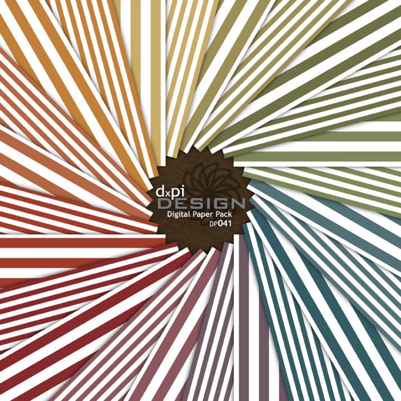 Earth Tone Stripes Instant Download Digital Paper /& Printable Background Images DP041 Digital Striped Scrapbook Paper in Fall Colors