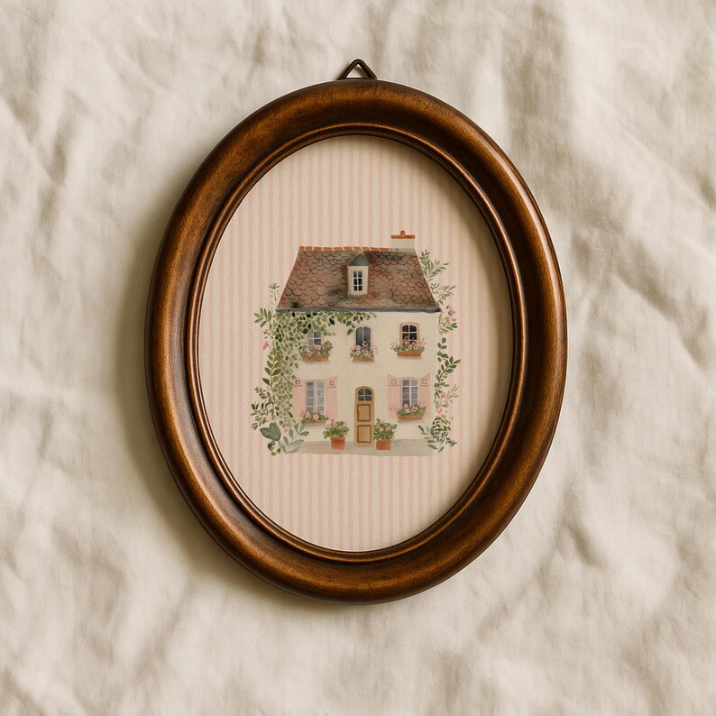 Cottage Garden Nursery Wall Art Print, Pink Floral House, Baby Girl ...