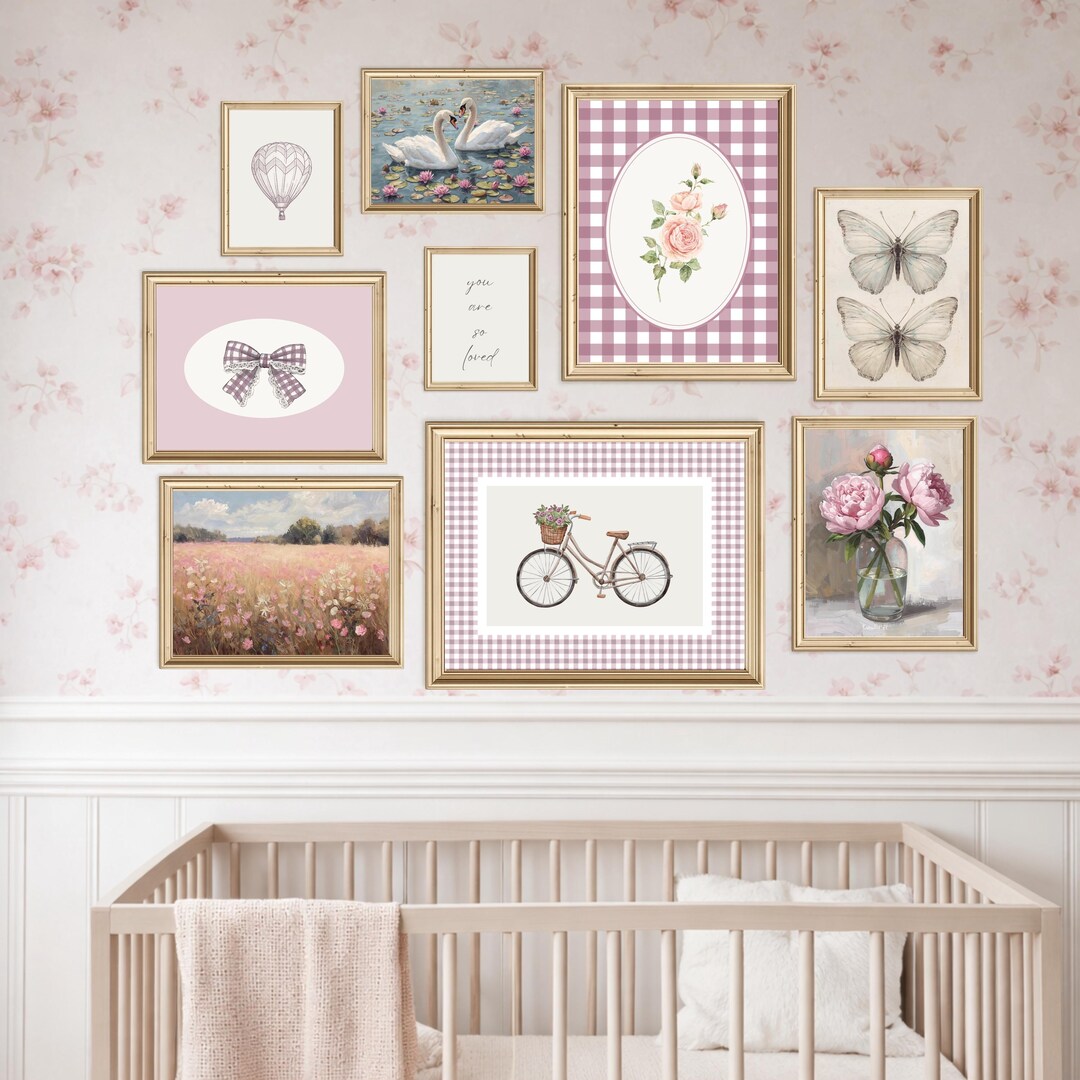 Floral Nursery Wall Art Set, Vintage Baby Girl Prints, Cottagecore ...