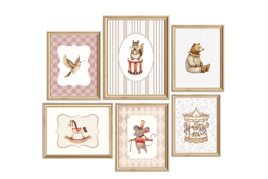 Vintage Circus Nursery Wall Art Set, Neutral Baby Room Decor Prints - Etsy