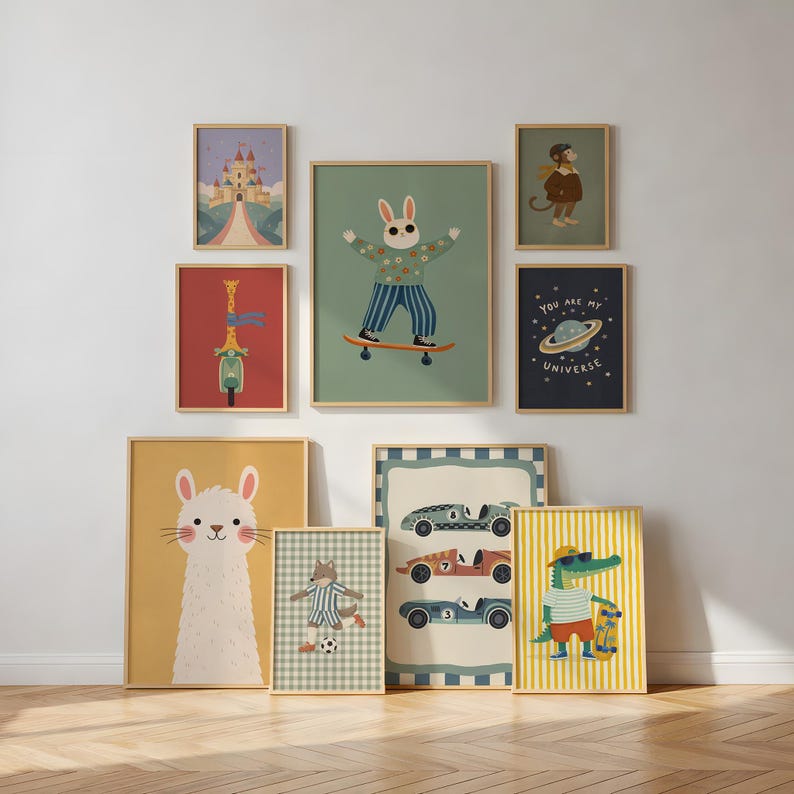 Nursery Wall Art Bundle Printable, 200+ Baby Room Decor Set, Kids Room ...