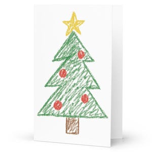 Lustige Weihnachtskarte: Minimalistischer Buntstiftbaum - Sarkastischer Feiertagsgruß