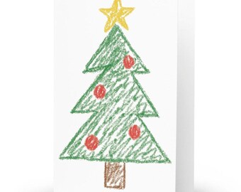 Funny Christmas Card: Minimalist Crayon Tree - Sarcastic Holiday Greeting