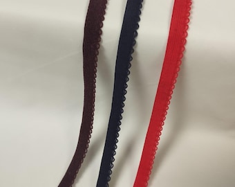 Ribete elástico con borde festoneado, elástico para lencería de 12 mm, suministros de costura para ropa interior, elástico para confección de sujetadores — ciruela / azul oscuro / rojo