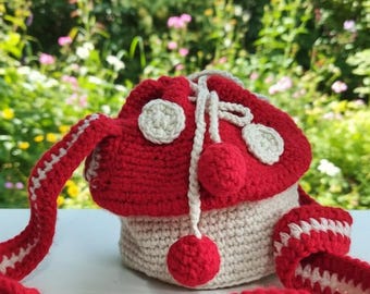 Handmade Crochet Mushroom Crossbody Bag, Boho Style