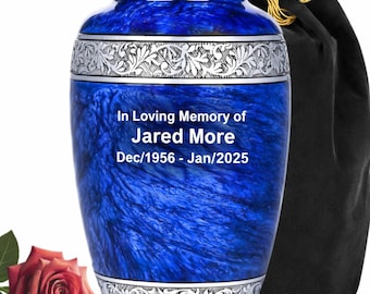Blue Marble Cremation Urn for Human Ashes – Decorative Memorial Keepsake Urn