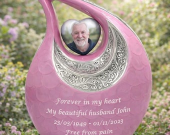 Pink Teardrop Cremation Urn for Ashes – Custom Engraving, Memorial Urn