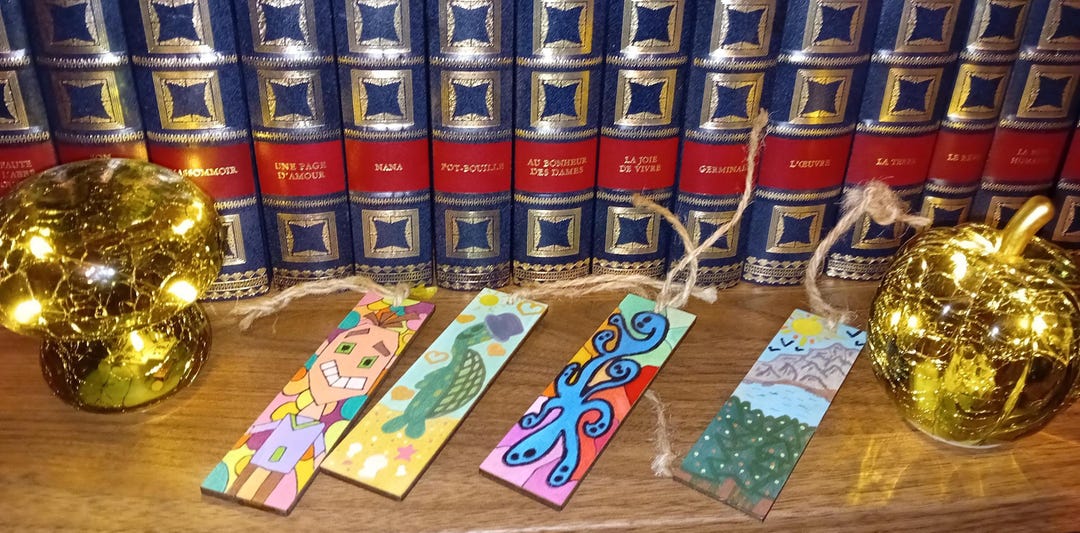 Bookmark Measuring Hand-decorated Wooden Bookmark Measuring 12cm X 3.2cm With Acrylic ...
