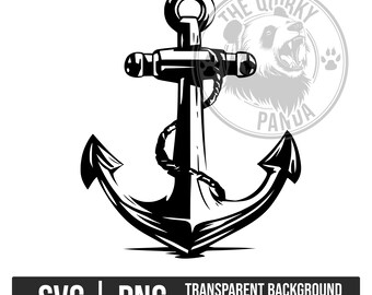 May include: A black and white graphic illustration of a nautical anchor with a rope wrapped around the central shaft. A circular logo featuring a roaring panda head and the text THE QUIRKY PANDA is positioned behind the anchor design.