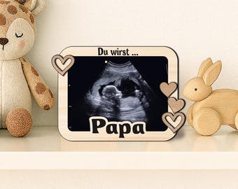 SVG pregnancy announcement with picture frame for the ultrasound image - picture frame for ultrasound image fridge magnet you will be a dad