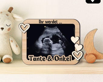 SVG pregnancy announce with picture frame for the ultrasound image fridge magnet you will be aunt and uncle
