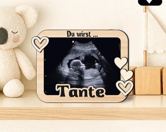SVG pregnancy announcement with picture frame for the ultrasound image - picture frame for ultrasound image fridge magnet You're going to be an aunt