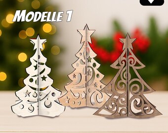 SVG Bundle 6 Models 3D Christmas Tree Christmas Decoration Ornament for Home Holiday Decor Gift for Family Christmas Decoration
