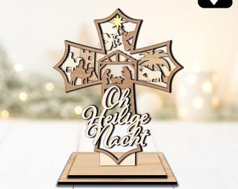 SVG Holy Night Silent Night Cross Merry Christmas Gift Home Decoration Holy Night Silent Night