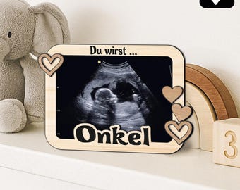 SVG pregnancy announcement with picture frame for the ultrasound image - picture frame for ultrasound image fridge magnet You're going to be an uncle