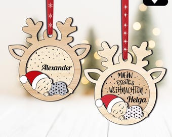 SVG My First Christmas Star Ornament Pendant Personalized Christmas Tree Decoration Christmas Pendant Christmas Decoration Christmas Reindeer