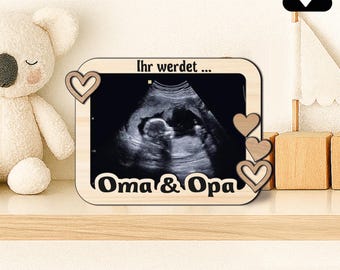 SVG Pregnancy Announcement with Photo Frame for the Ultrasound Image Photo Frame for Ultrasound Image Fridge Magnet You Are Going to Be Grandma&Grandpa