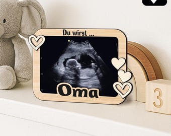 SVG pregnancy announcement with picture frame for the ultrasound image - picture frame for ultrasound image fridge magnet You're going to be a grandma
