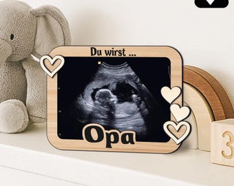 SVG pregnancy announcement with picture frame for the ultrasound image - picture frame for ultrasound image fridge magnet You're going to be a grandpa