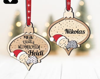 SVG My First Christmas Star Ornament Pendant Personalized Christmas Tree Decoration Christmas Pendant Christmas Decoration First Christmas