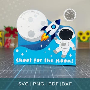 Astronaut Pop-up Kaart SVG, 3D Ruimte Wenskaart Sjabloon, Cricut Silhouette Snijbestand