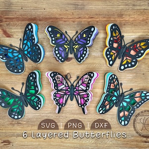 3D geschichtete Schmetterling SVG Bundle: 6 Elegante Papierschnittvorlagen für Handwerk & Dekor