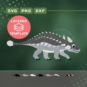 Ankylosaurus Dinosaur SVG Bundle, 3D Layered Dino Paper Cut File, Jurassic Decor (Digital Download)