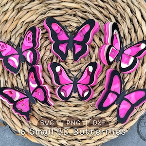 Small 3D Butterfly SVG Bundle: 6 Elegant Butterflies Paper Cutting Templates for Crafting & Decor