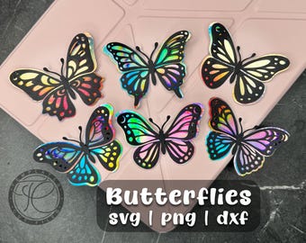Pacote de borboletas em SVG, 6 modelos de borboletas de papel (download digital)