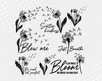 Dandelion SVG Bundle, Botanical Floral Clipart, Wildflower SVG Cricut Cut Files