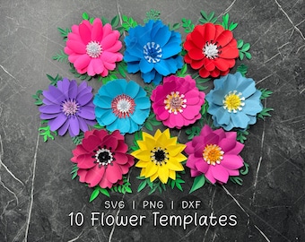 3D Paper Flower SVG Bundle, Cardstock Crafting Templates (Digital Download)