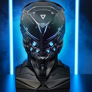Cyberpunkhelm cosplay, 3D-geprint futuristisch sciencefictionmasker met leds