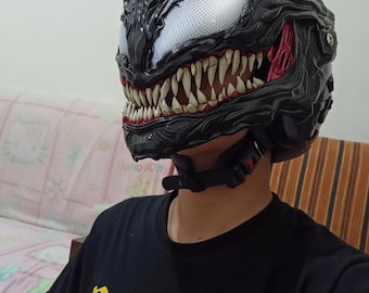 Venom Symbiote Motorcycle Helmet, Custom Airbrushed Biker, DOT ECE Approved, Cosplay Riding