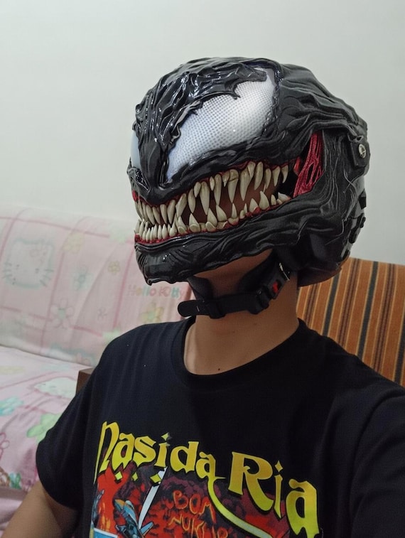 custom motorcycle helmet mouth Big Teeth Decal Custom Black Full Faces Helmets