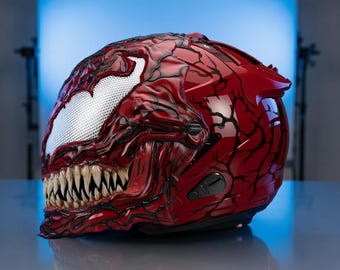 Carnage Symbiote Motorcycle Helmet, 3D Printed Biker Cosplay (DOT ECE Approved)