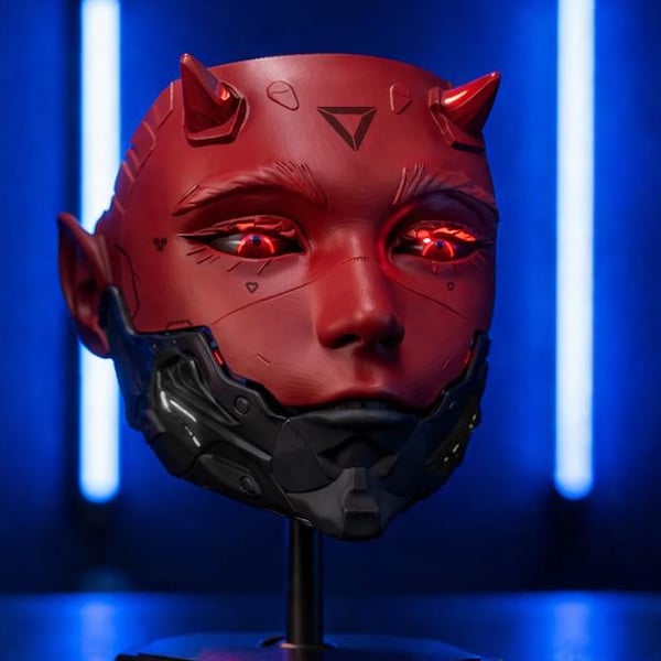 Cyberpunk Maske beweglicher Kiefer rot schwarz